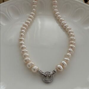 Elegant Pearl Necklace with Silver Clasp and Charm | Elegant Gift for Her
